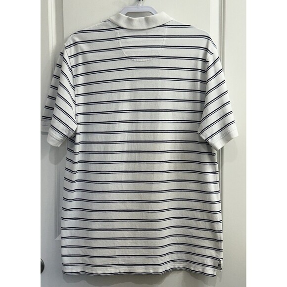 IZOD Mens White Blue Striped Short Sleeve Polo XL‎ - Picture 4 of 11